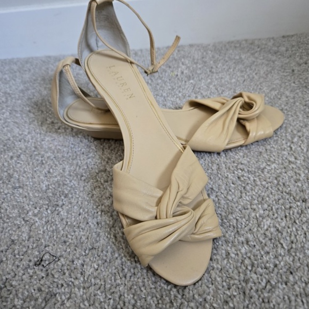 Lauren Ralph Lauren "Mireya" Beige Ankle‎ Strap Sandals - Size 8B
